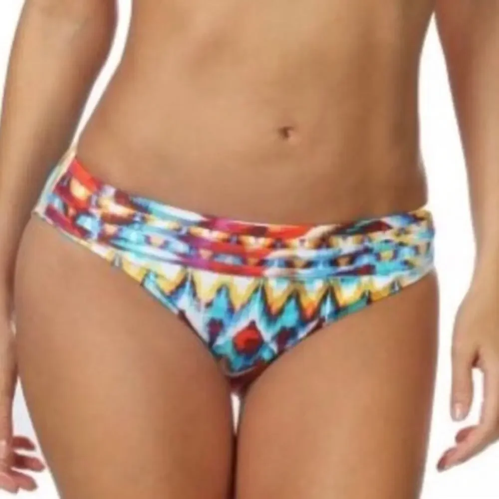 La Blanca Serengeti Ikat Banded Hipster Bikini Bottom Size 8